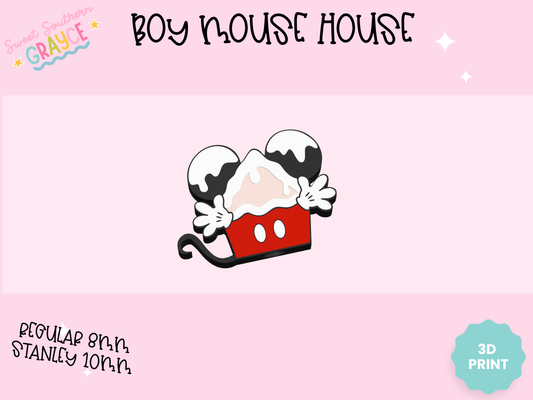 3D STRAW TOPPER- BOY MOUSE HOUSE