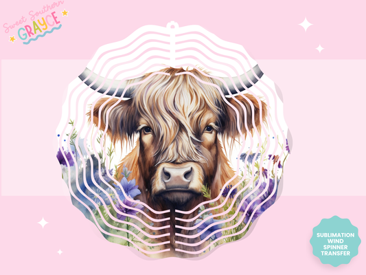 WIND SPINNER SUB TRANSFER - PURPLE FLORAL HEIFER