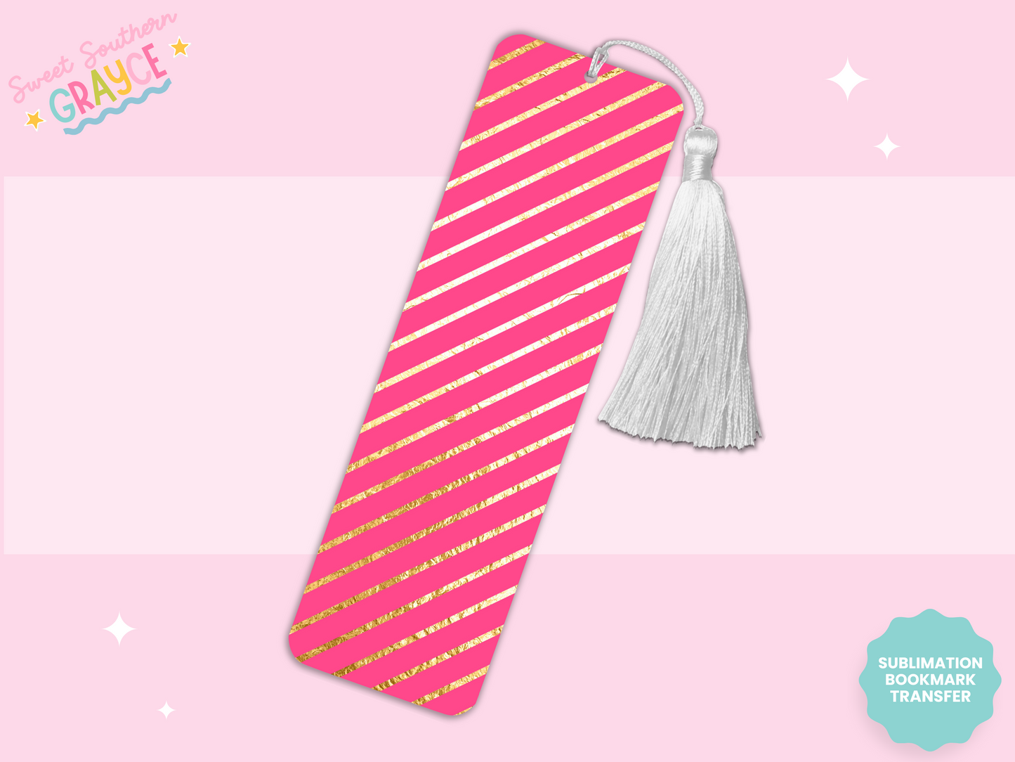 BOOKMARK SUBLIMATION TRANSFER - PINK STRIPES