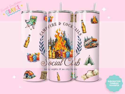 20oz SUBLIMATION TRANSFER - CAMPFIRE AND COCKTAILS SOCIAL CLUB