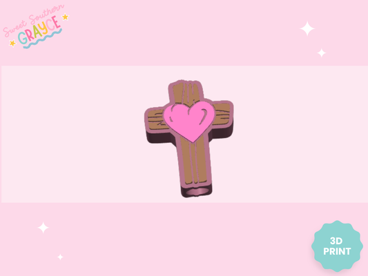 3D STRAW TOPPER- CROSS WITH HEART