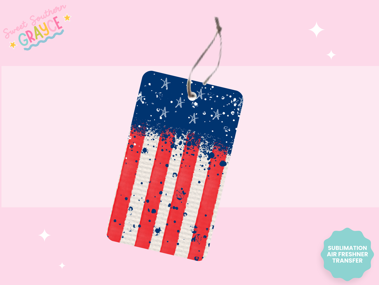 AIR FRESHIE SUB TRANSFER - GLITTER AMERICAN FLAG