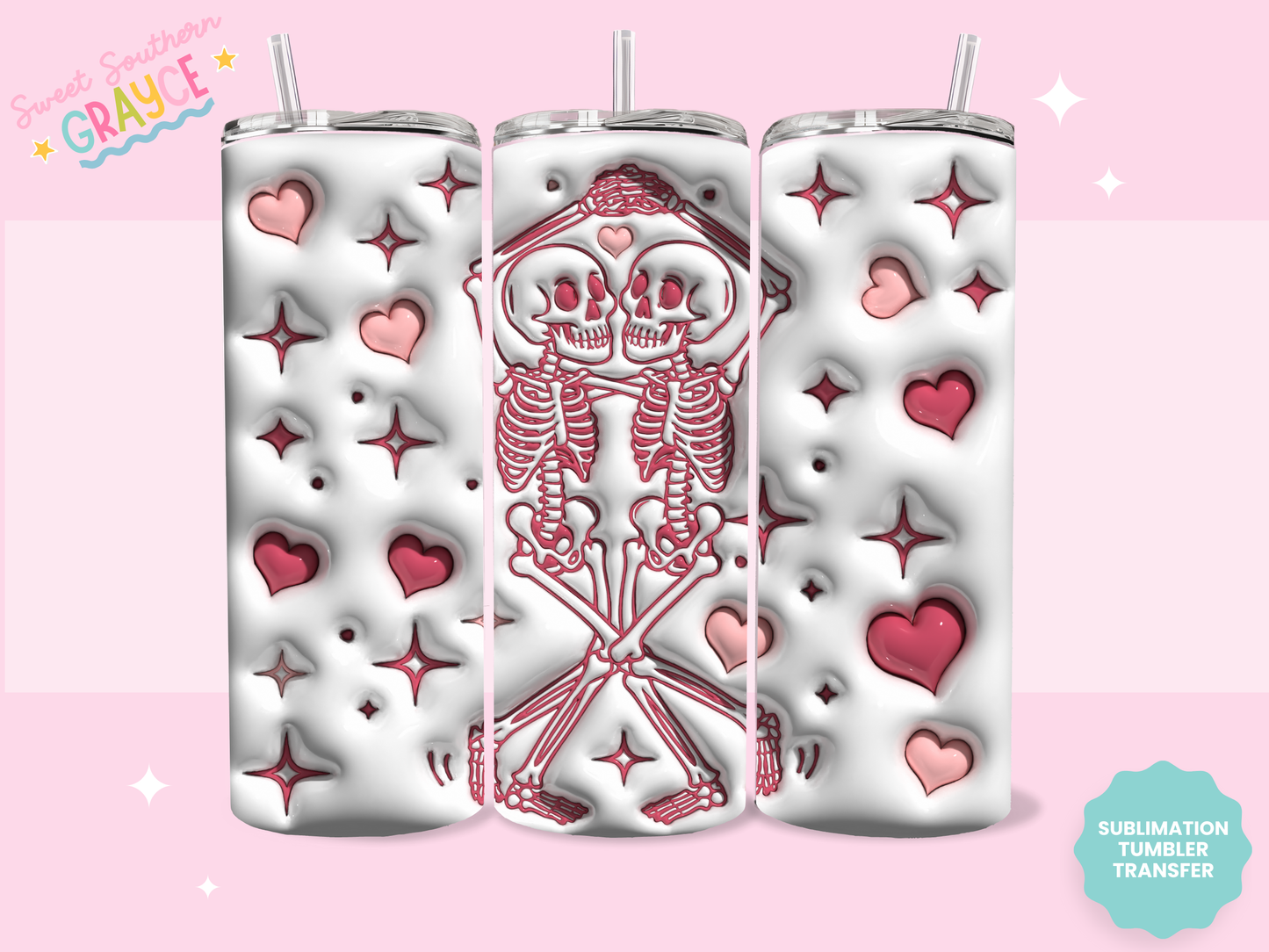 20oz SUBLIMATION TRANSFER - PUFFY LOVE SKELLIES