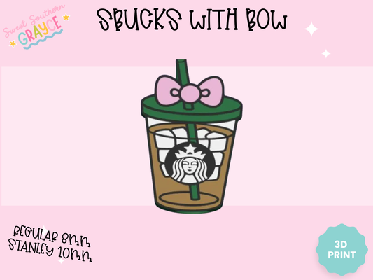 3D STRAW TOPPER- SBUCKS WITH BOW