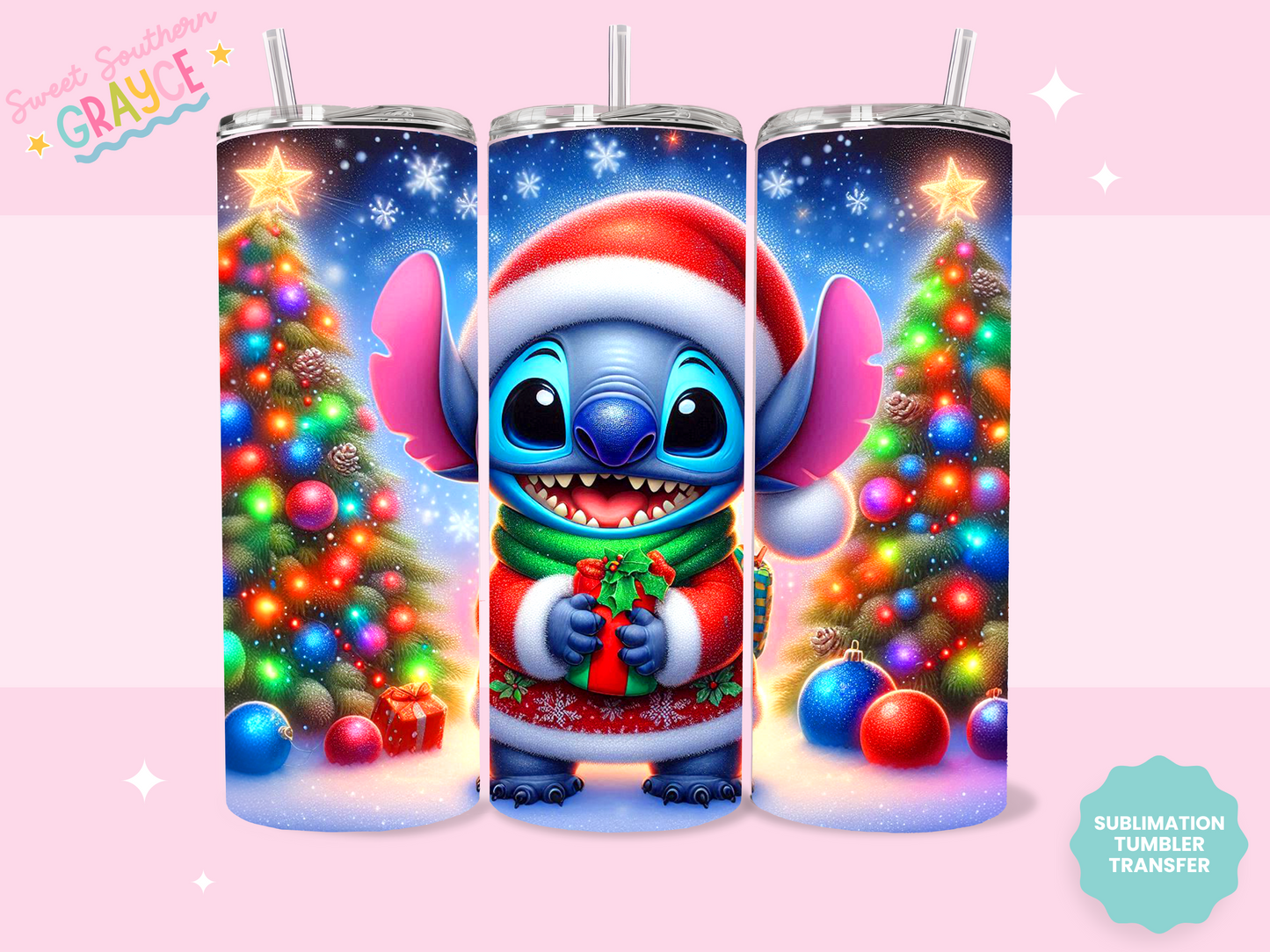 20oz SUBLIMATION TRANSFER - BLUE ALIEN CHRISTMAS