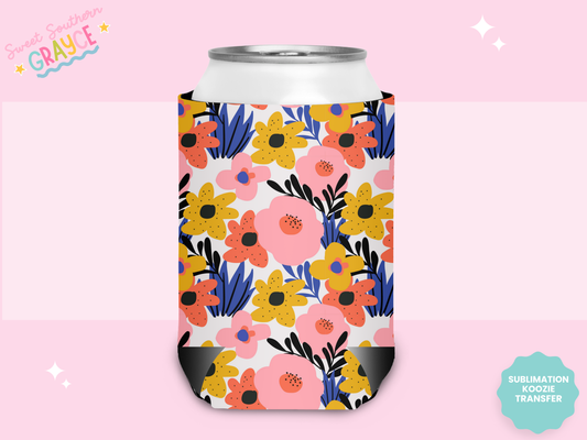 CAN KOOZIE SUB TRANSFER - SPRING FLOWERS