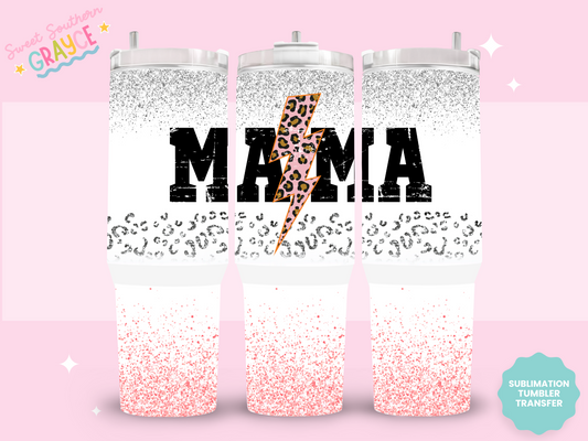 40oz SUBLIMATION TRANSFER- MAMA PINK LIGHTING BOLT