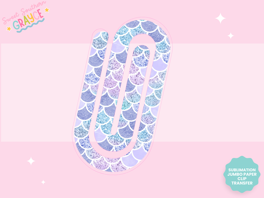 JUMBO PAPER CLIP SUB TRANSFER - PURPLE BLUE MERMAID