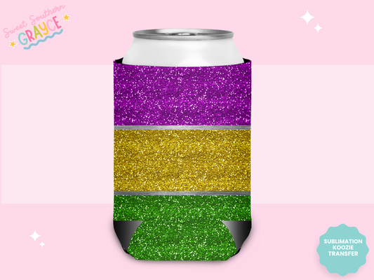 CAN KOOZIE SUB TRANSFER - MARDI GRAS STRIPES