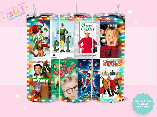 20oz SUBLIMATION TRANSFER - CHRISTMAS MOVIES