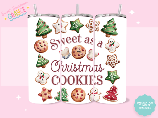 20oz SUBLIMATION TRANSFER - SWEET AS CHRISTMAS COOKIES