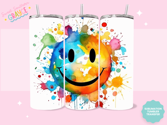 20oz SUBLIMATION TRANSFER - WATERCOLOR SMILEY