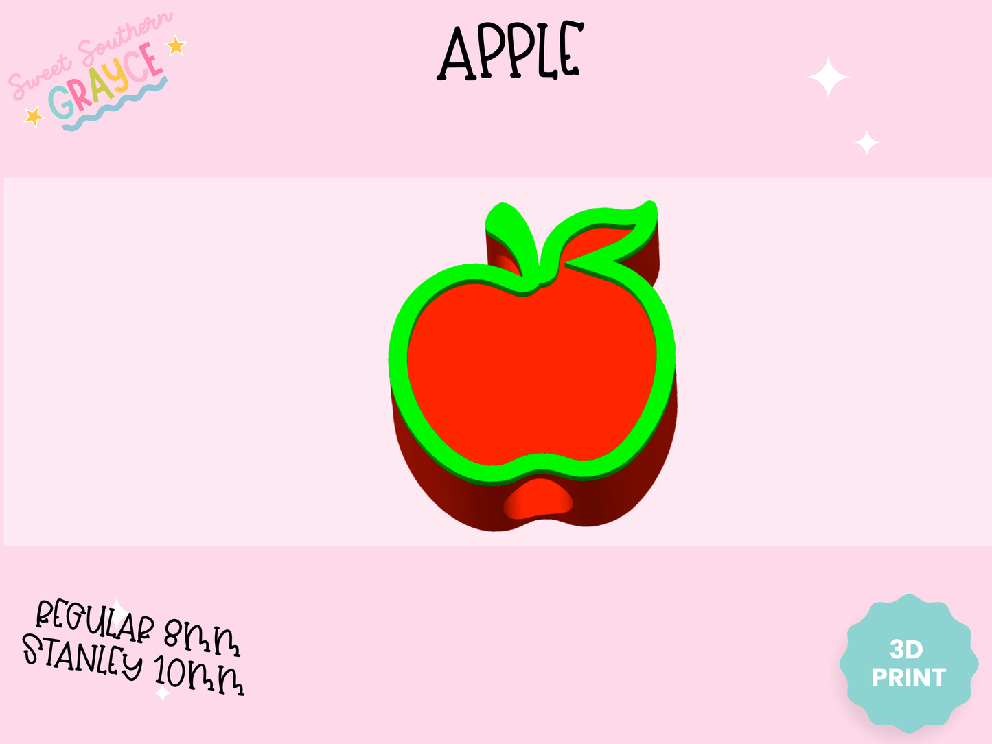 3D STRAW TOPPER- APPLE