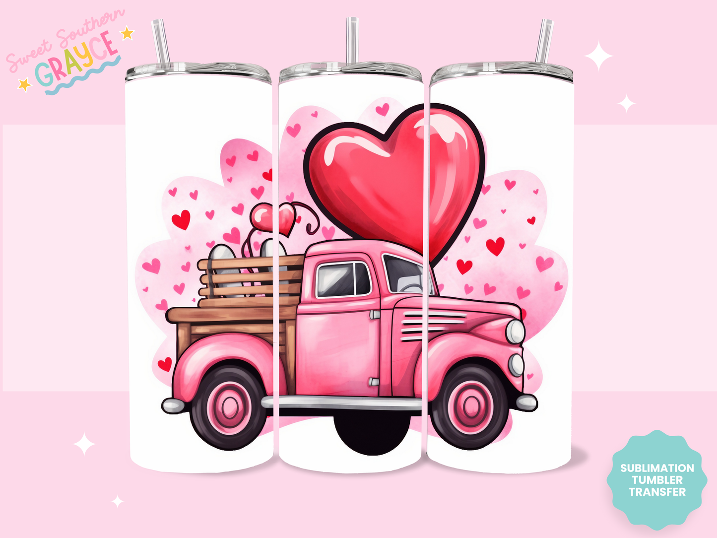 20oz SUBLIMATION TRANSFER - LOVE TRUCK