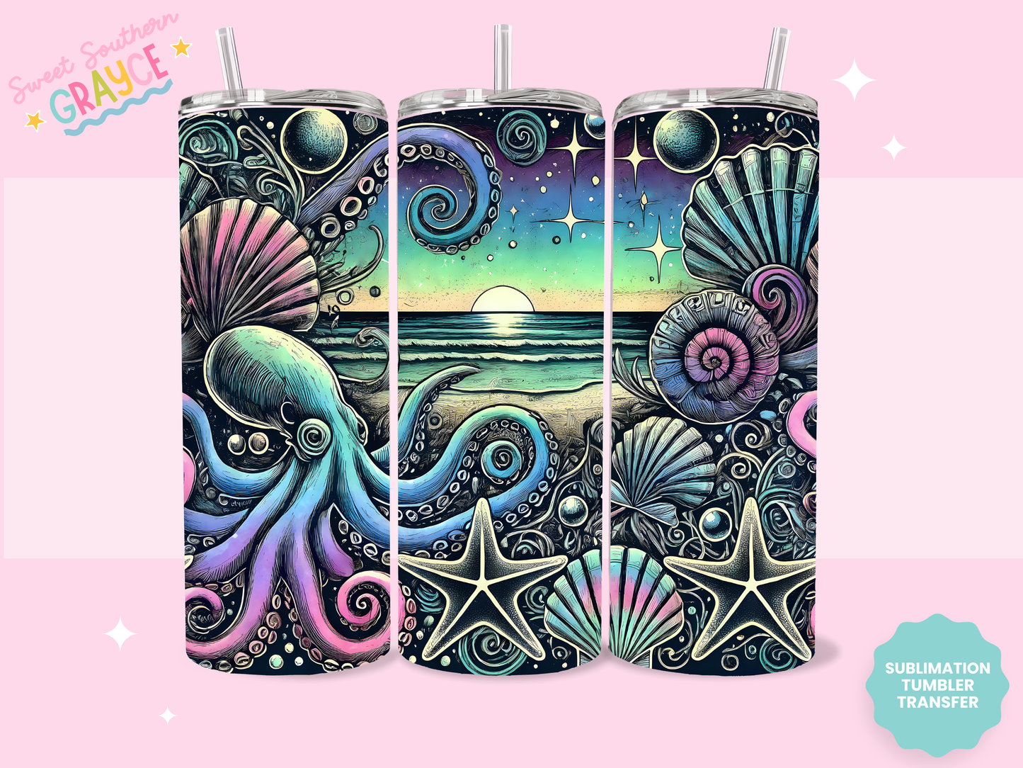 20oz SUBLIMATION TRANSFER - NEON SEA THINGS