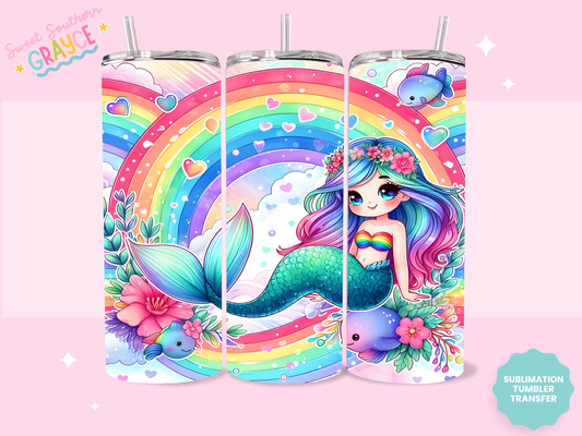 20oz SUBLIMATION TRANSFER - RAINBOW MERMAID