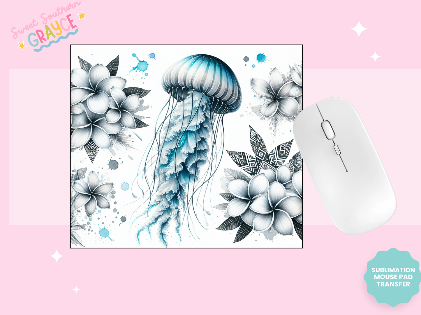 MOUSE PAD SUBLIMATION TRANSFER - JELLY FISH
