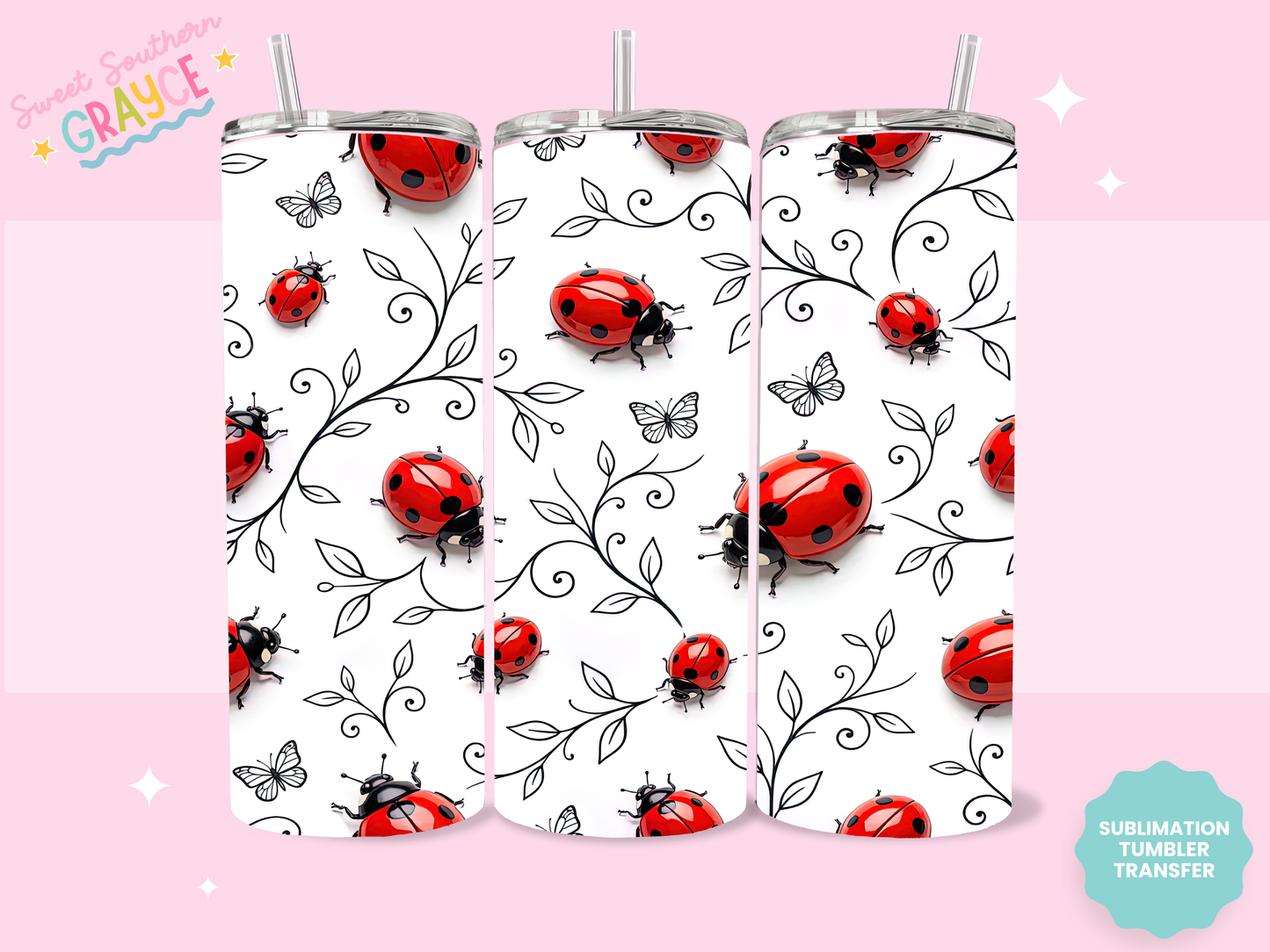 20oz SUBLIMATION TRANSFER- LADYBUGS