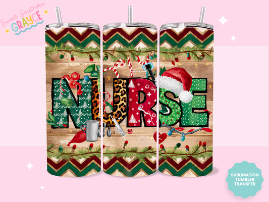 20oz SUBLIMATION TRANSFER - CHRISTMAS NURSE