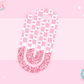 JUMBO PAPER CLIP SUB TRANSFER - PINK GLITTER CHECKERED HEARTS