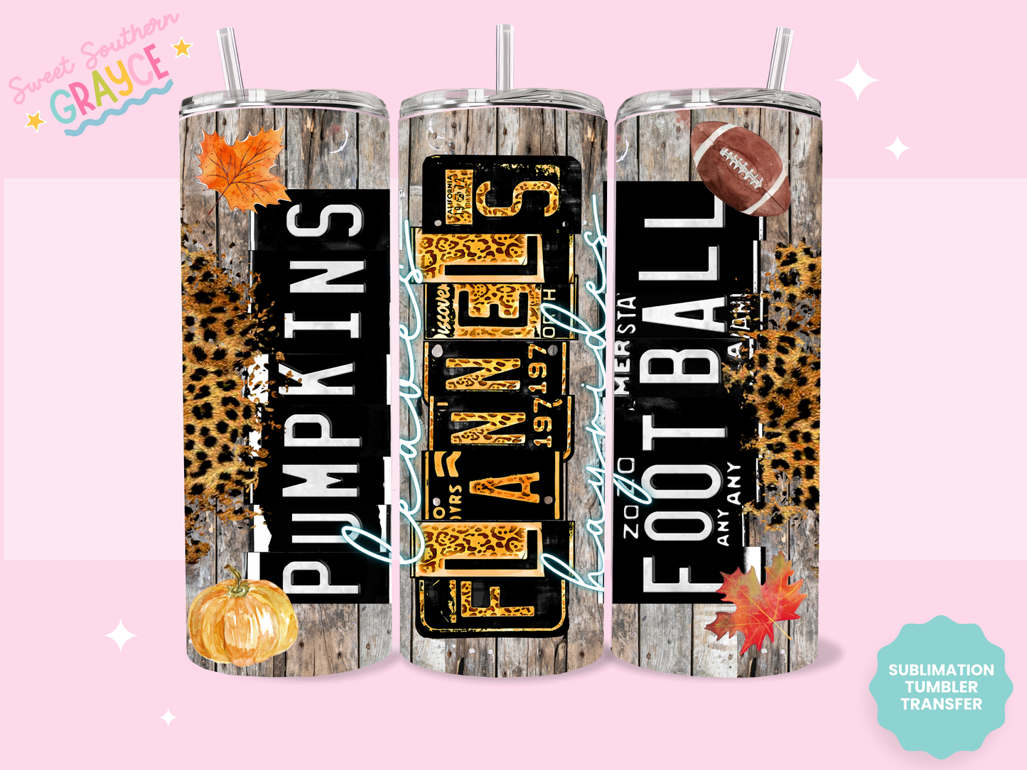 20oz SUBLIMATION TRANSFER - PUMPKIN FLANNEL FALL