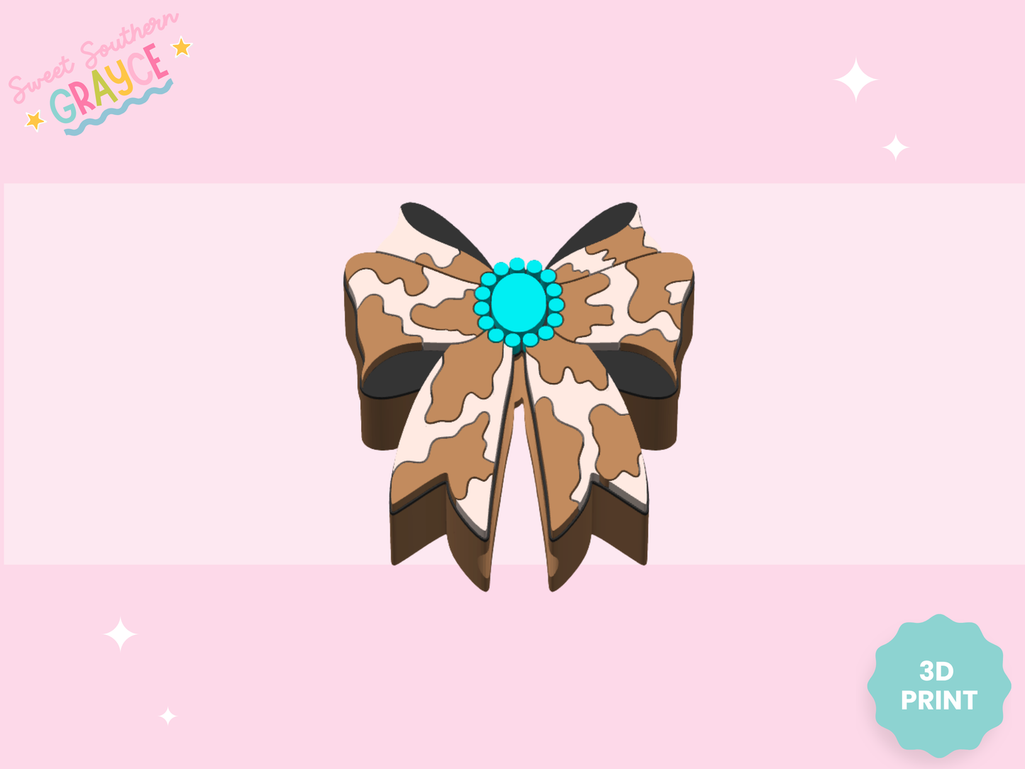 3D STRAW TOPPER- COWHIDE BOW
