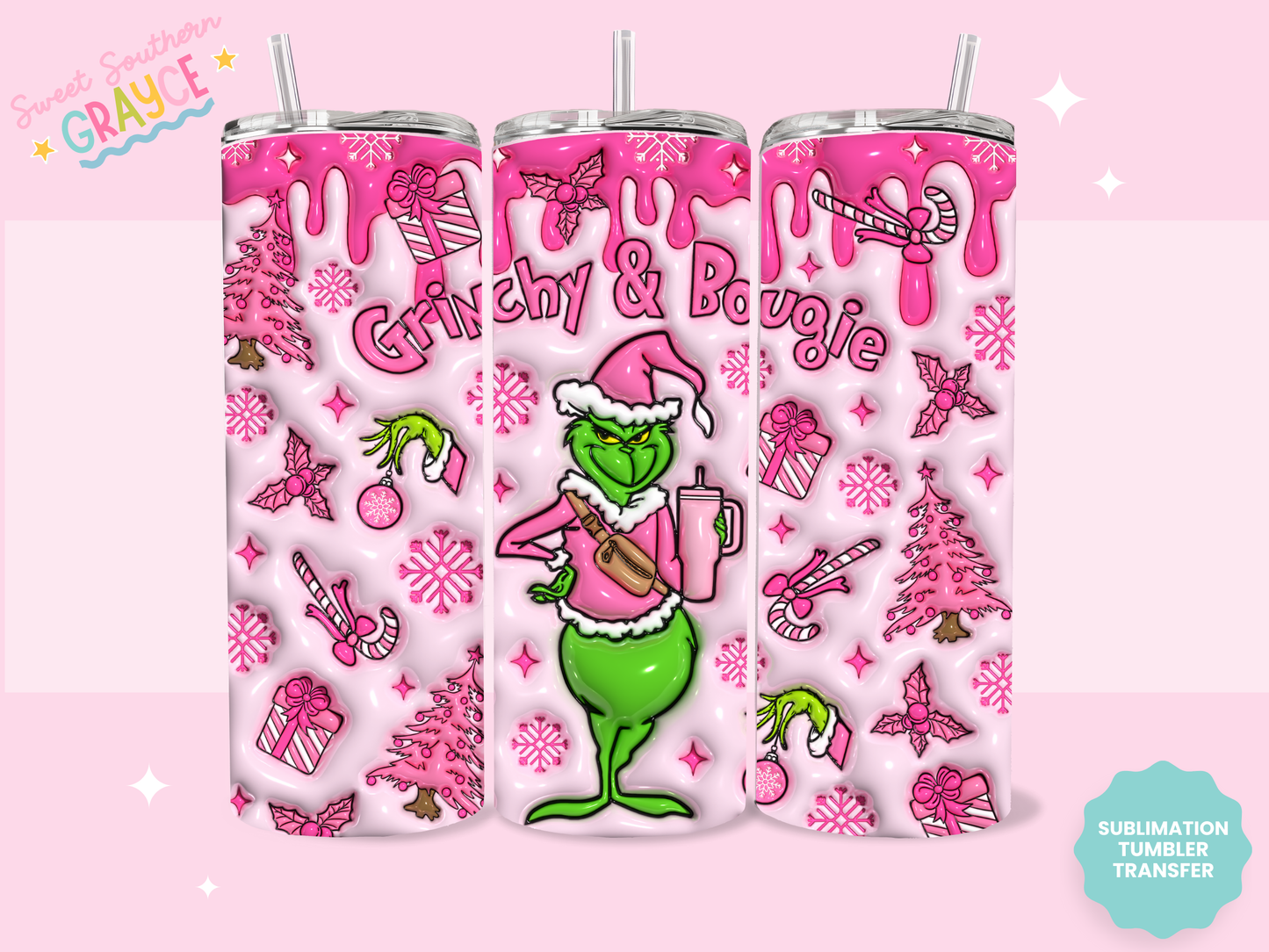 20oz SUBLIMATION TRANSFER - GRINCH AND BOUGIE