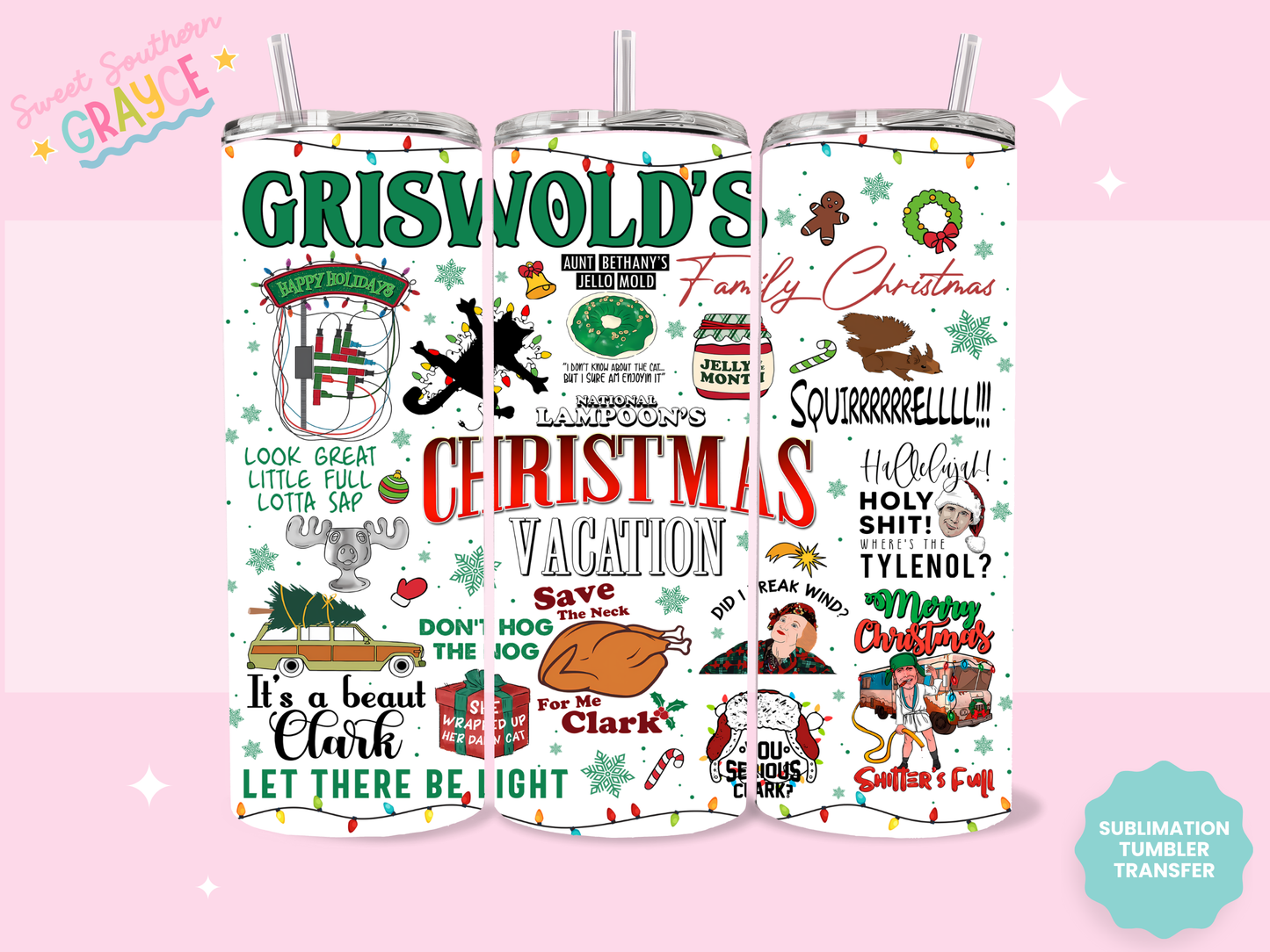 20oz SUBLIMATION TRANSFER - GRISWOLD CHRISTMAS