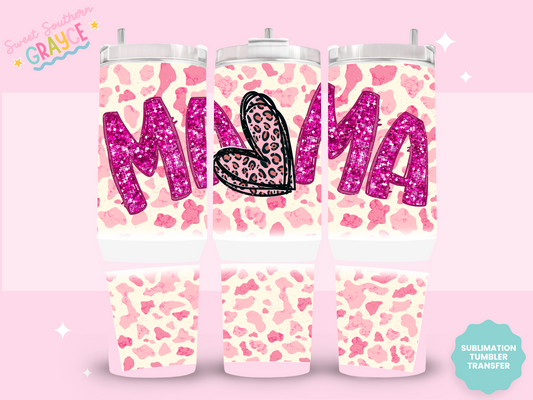 40oz SUBLIMATION TRANSFER- PINK MAMA COW PRINT