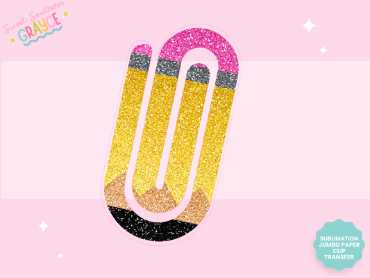 JUMBO PAPER CLIP SUB TRANSFER - GLITTER PENCIL