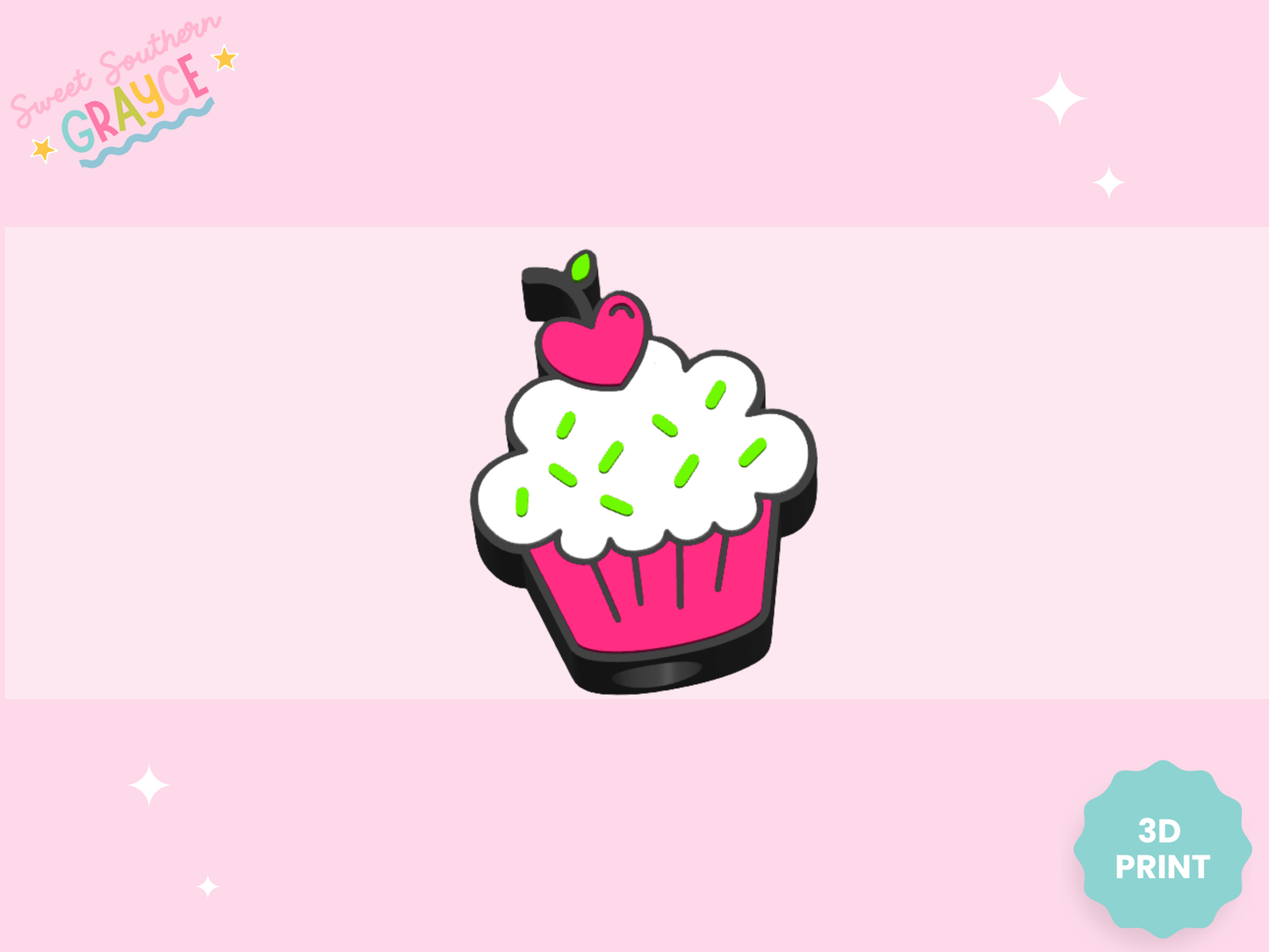 3D STRAW TOPPER- CUTE CUPCAKE