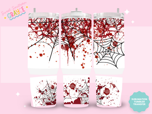 40oz SUBLIMATION TRANSFER- BLOOD SPLATTER SPIDERWEBS