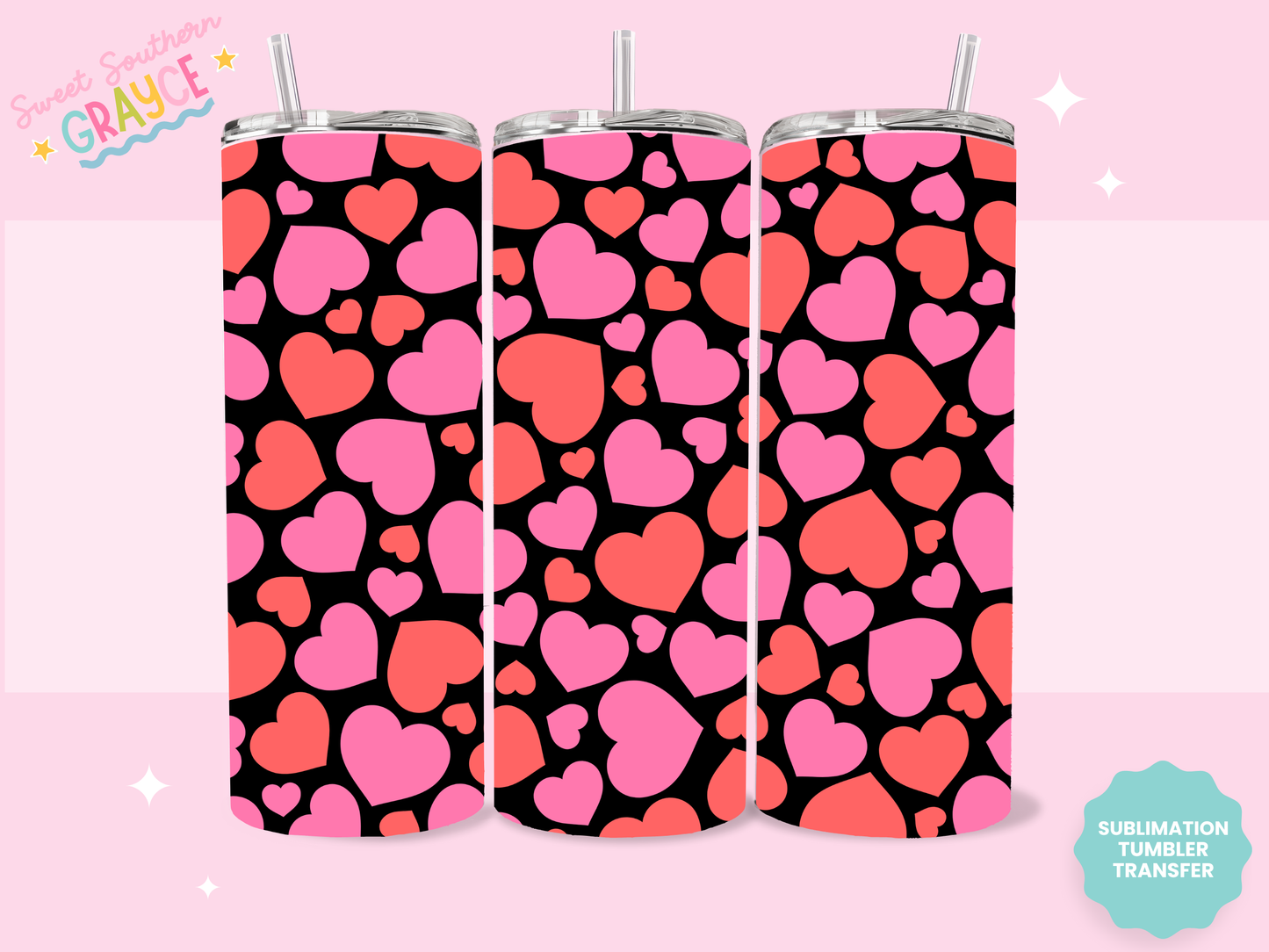 20oz SUBLIMATION TRANSFER - HEARTS