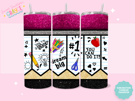 20oz SUBLIMATION TRANSFER - TEACHER PENCIL SAYINGS