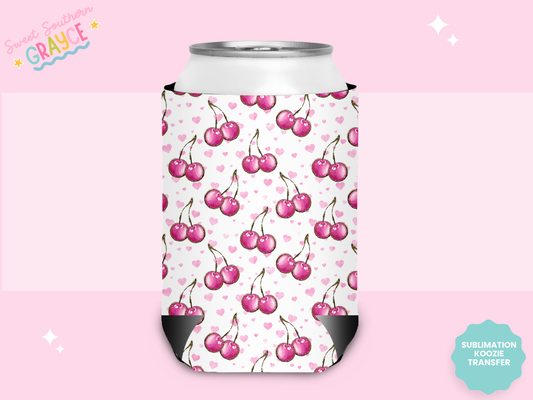 CAN KOOZIE SUB TRANSFER - PINK CHERRIES