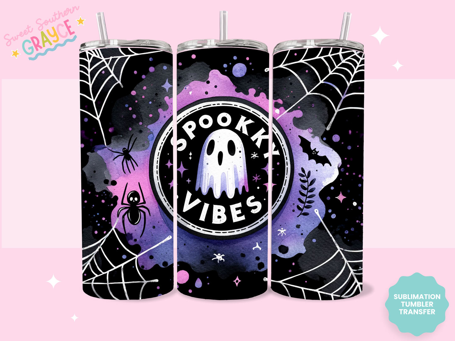 20oz SUBLIMATION TRANSFER - SPOOKY VIBES GHOSTIE