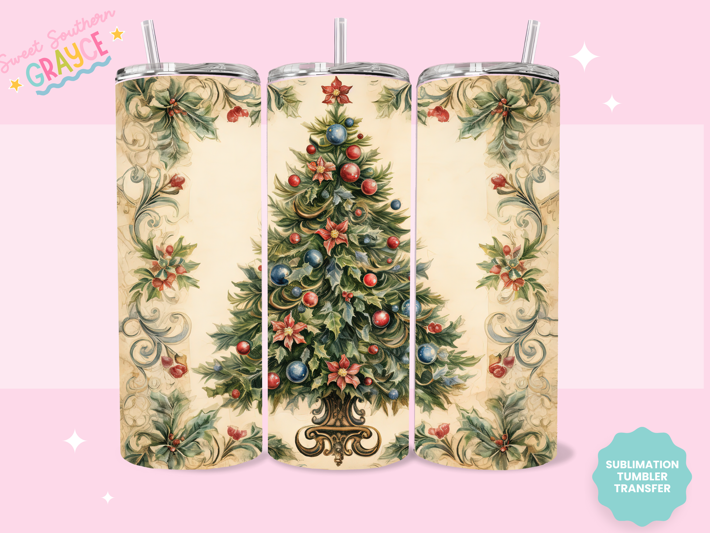 20oz SUBLIMATION TRANSFER - CHRISTMAS TREE