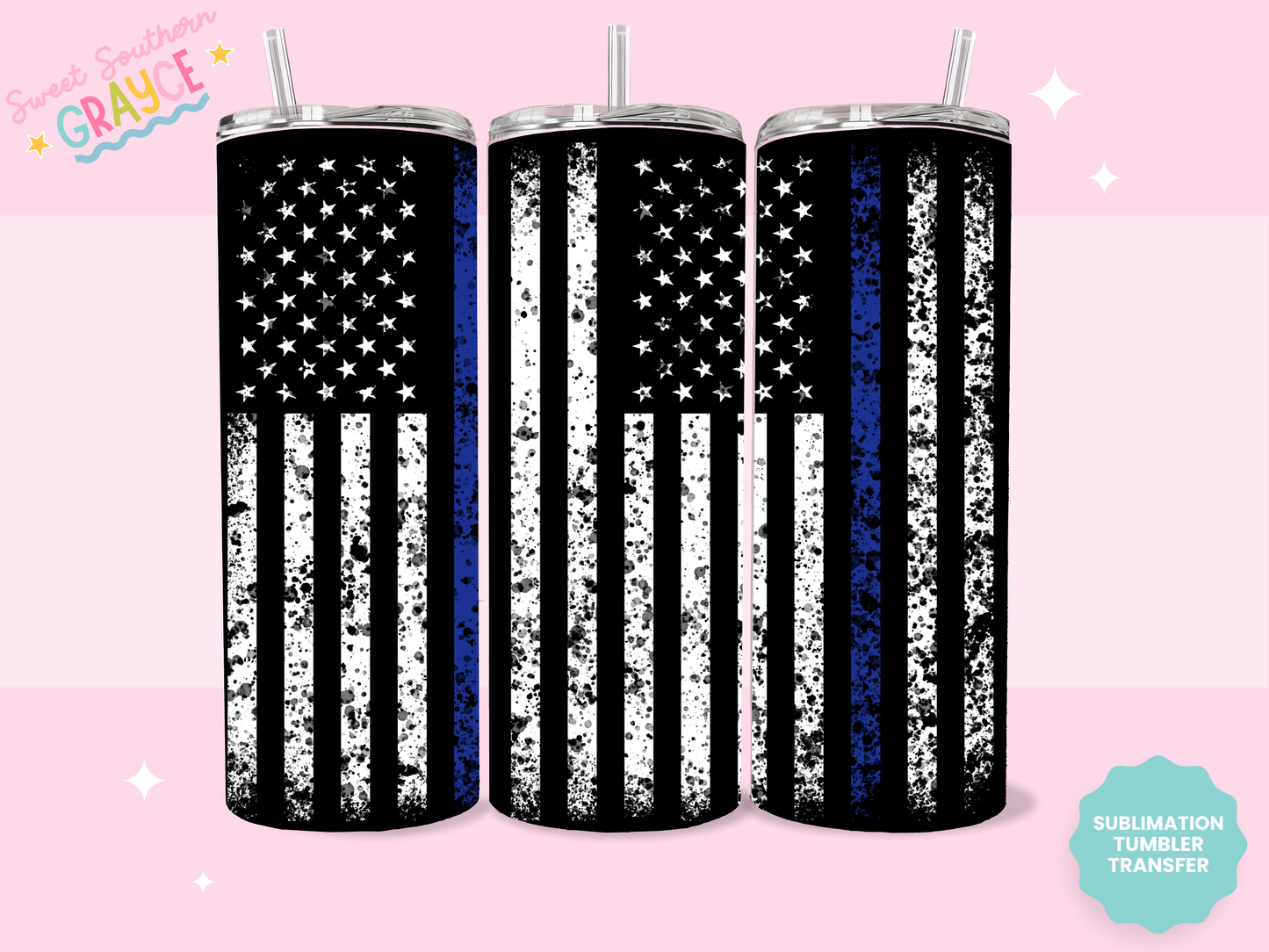 20oz SUBLIMATION TRANSFER - BLUE LINE FLAG