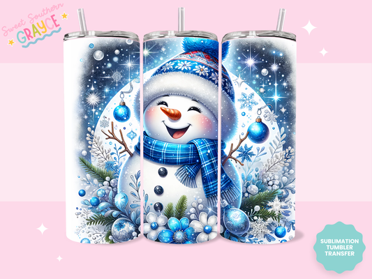 20oz SUBLIMATION TRANSFER - BLUE SNOWMAN