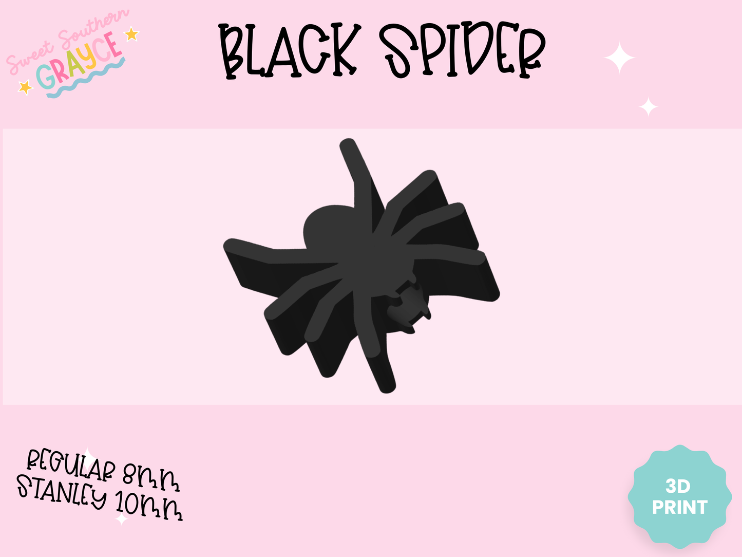 3D STRAW TOPPER- BLACK SPIDER