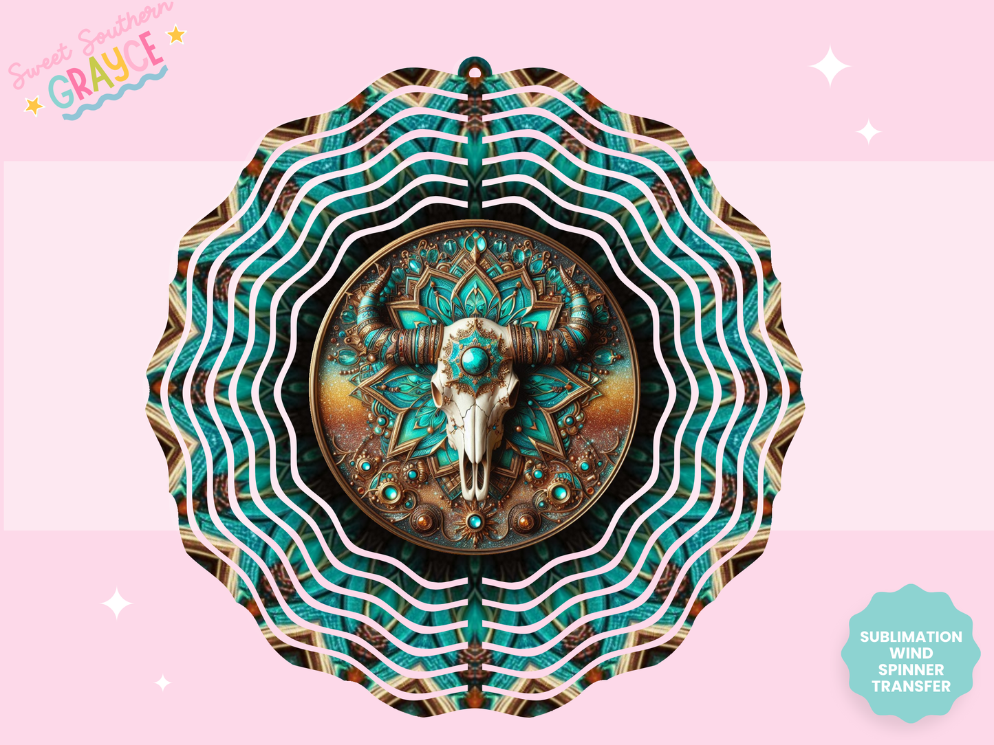 WIND SPINNER SUB TRANSFER - BOHO TURQ SKULL