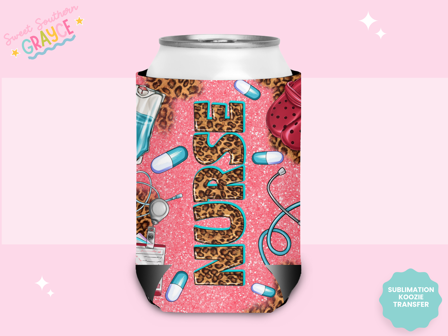 CAN KOOZIE SUB TRANSFER - PINK NURSE