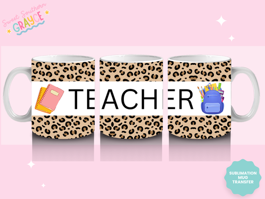MUG SUBLIMATION TRANSFER - CHEETAH TEACHER