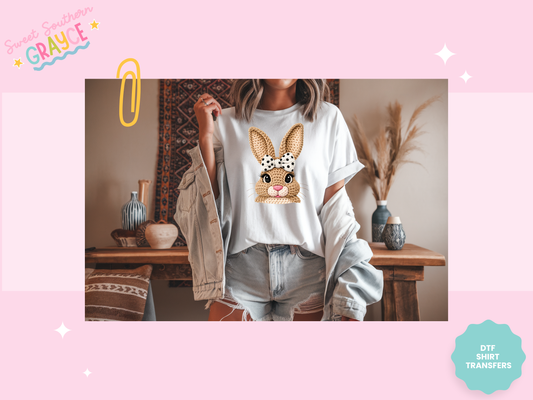 YARN BUNNY WITH POLKA DOT BOW