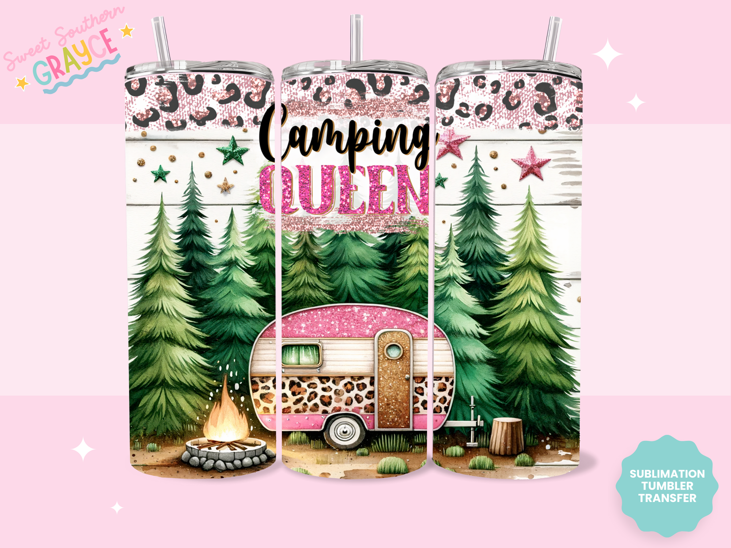 20oz SUBLIMATION TRANSFER - CAMPING QUEEN