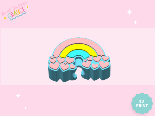3D STRAW TOPPER- HEART RAINBOW