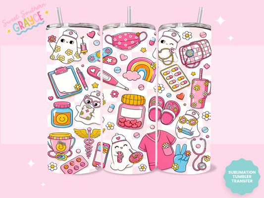 20oz SUBLIMATION TRANSFER- CUTE PINK NURSING THINGS