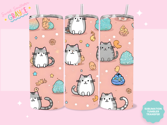 20oz SUBLIMATION TRANSFER - PINK CUTE CATS