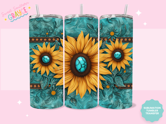 20oz SUBLIMATION TRANSFER - SUNFLOWER TURQ