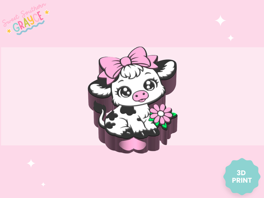 3D STRAW TOPPER- CUTE SPRING HEIFER